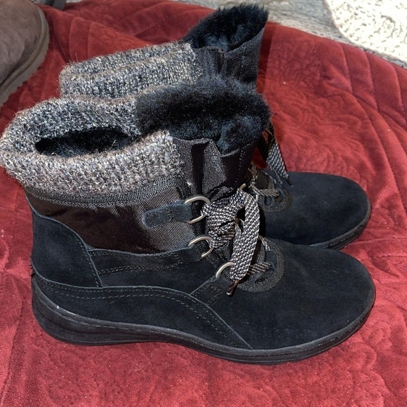 YUU ABALEE STYLE Black water resistant winter boots, women’s 8.5M suede leather - Picture 7 of 12
